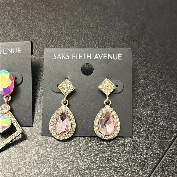Saks Fifth Avenue Pink Crystal Earrings - Picture 3 of 4